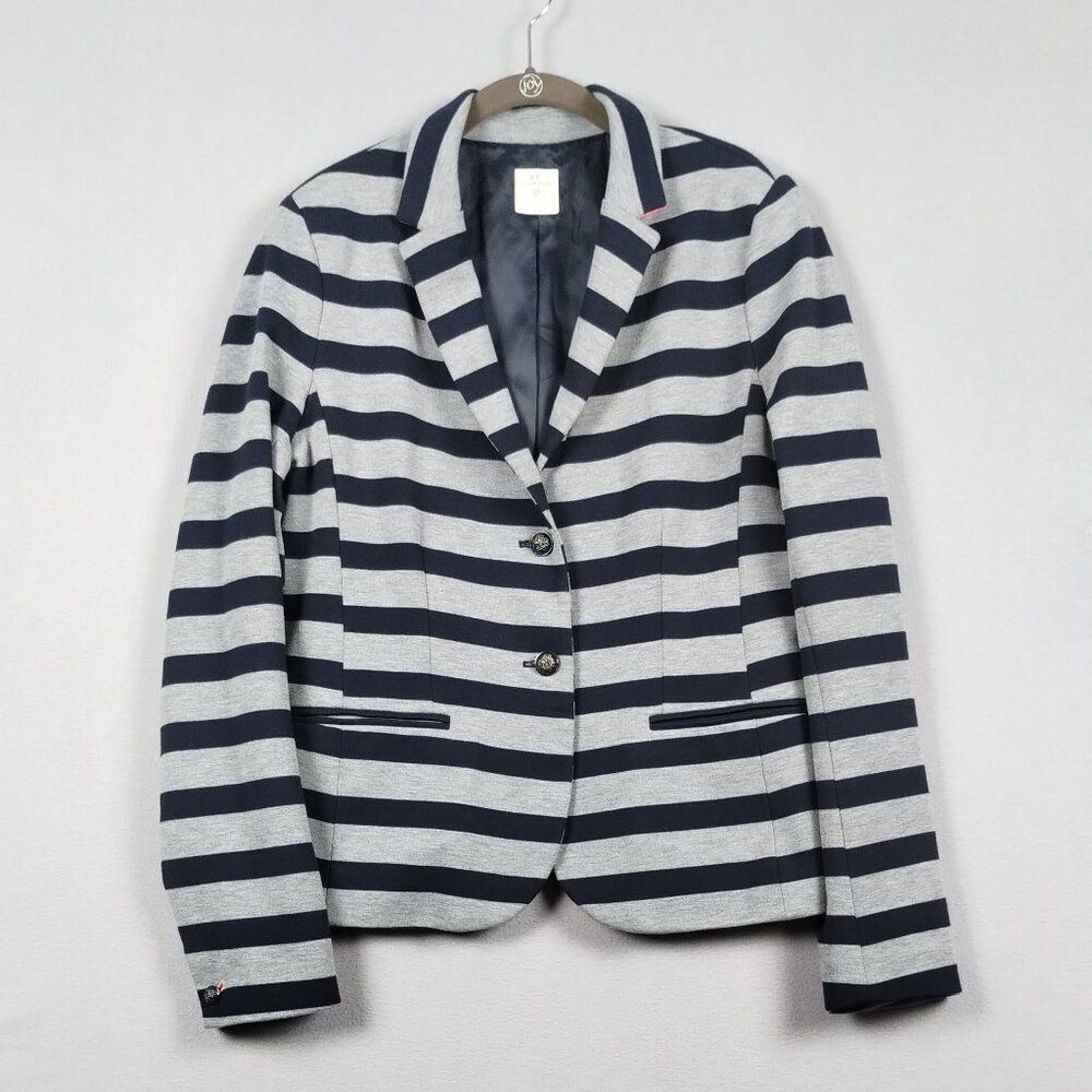 Gap Academy Blazer Long Sleeve Fully Lined Striped Jacket Navy Gray Size 10 Tall